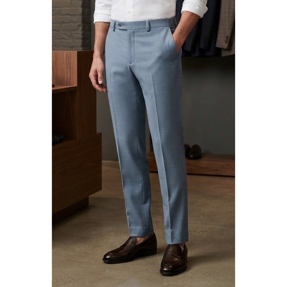 Perry Ellis Portfolio Slim Fit Dress Pants Performance Men 36x32 Blue Casual NWT